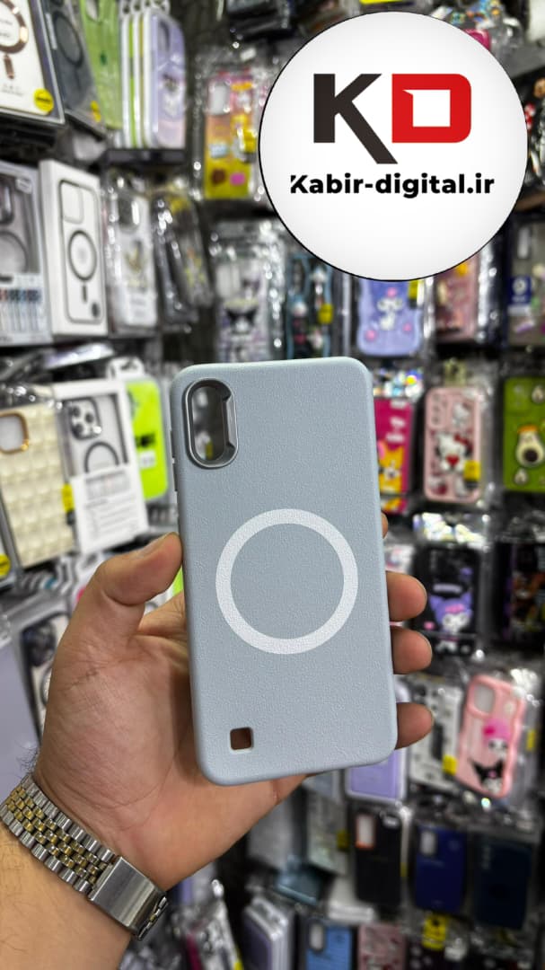 قاب گوشی Galaxy A10 / M10 سامسونگ لدر دیزاین SOFT Lether Design سیلیکونی طرح مگ سیف آبی کبریتی