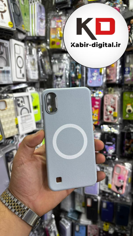 قاب گوشی Galaxy A10 / M10 سامسونگ لدر دیزاین SOFT Lether Design سیلیکونی طرح مگ سیف آبی کبریتی