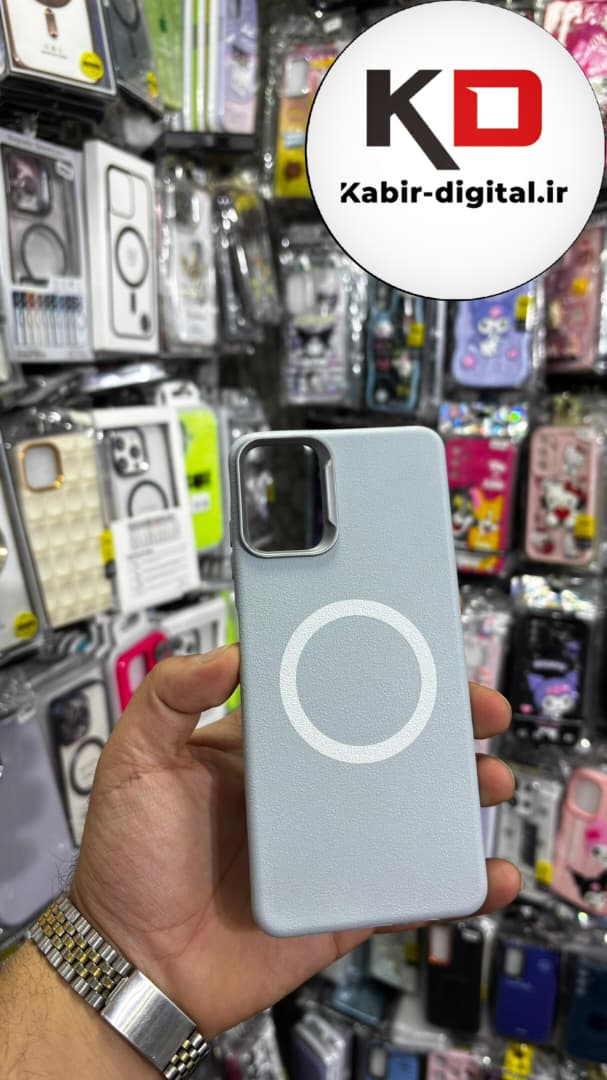 قاب گوشی Galaxy A06 سامسونگ لدر دیزاین SOFT Lether Design سیلیکونی طرح مگ سیف آبی کبریتی