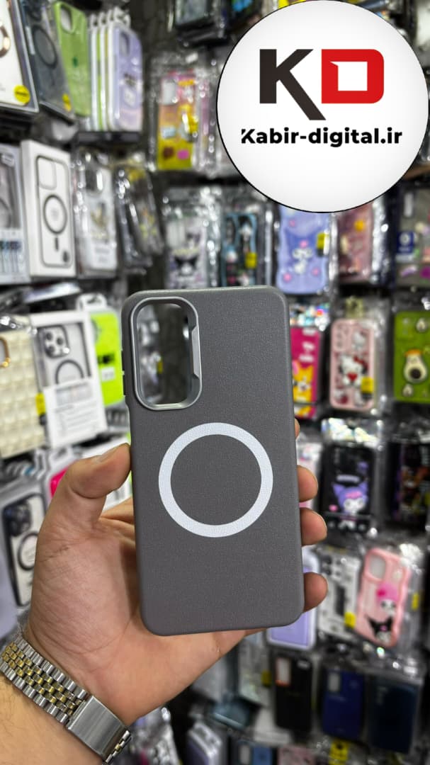 قاب گوشی Galaxy A16/A26/A17 سامسونگ لدر دیزاین SOFT Lether Design سیلیکونی طرح مگ سیف طوسی