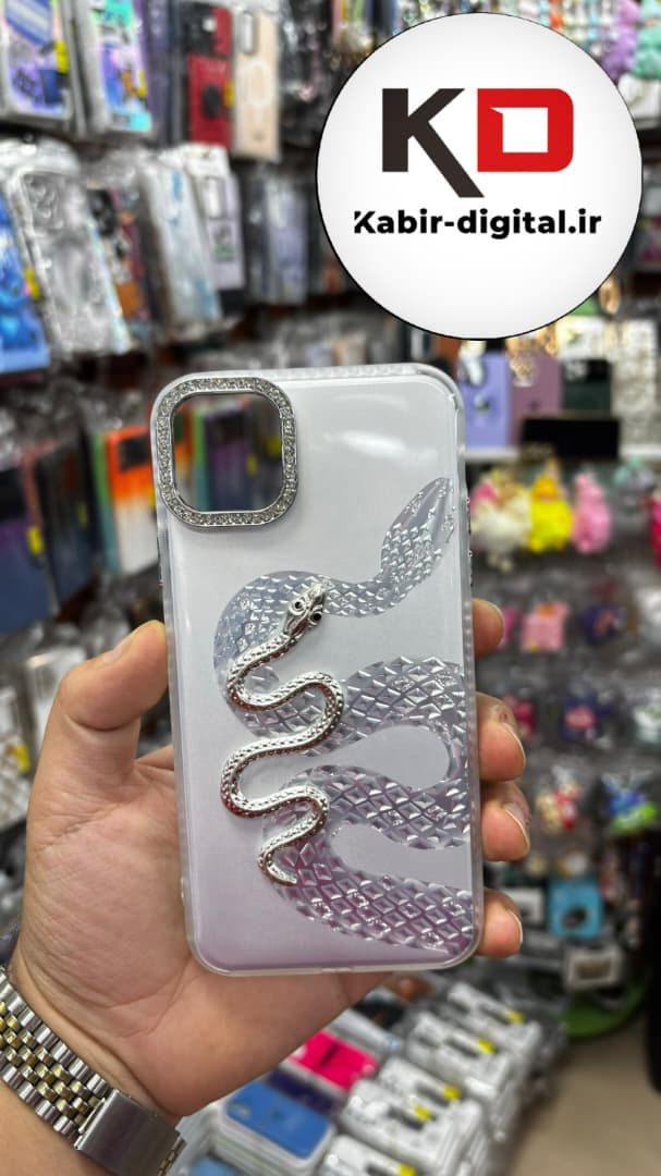 قاب گوشی iPhone 11 Pro Max آیفون اورجینال فانتزی سخت لنز کرومی نگین دار ایربگ دار طرح مار