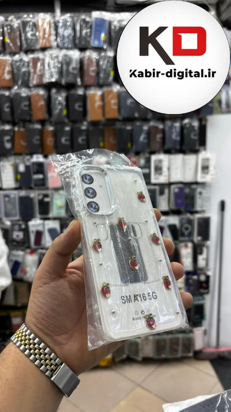 قاب گوشی Galaxy A16/A26 /A17 سامسونگ لاکچری شفاف رزینی طرح شاین لنز کرومی طرح توت فرنگی
