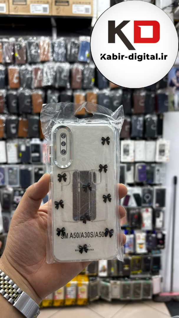 قاب گوشی Galaxy A50/A50s/A30s سامسونگ لاکچری شفاف رزینی طرح شاین لنز کرومی طرح پاپیون مشکی
