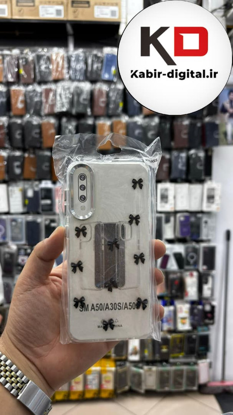 قاب گوشی Galaxy A50/A50s/A30s سامسونگ لاکچری شفاف رزینی طرح شاین لنز کرومی طرح پاپیون مشکی