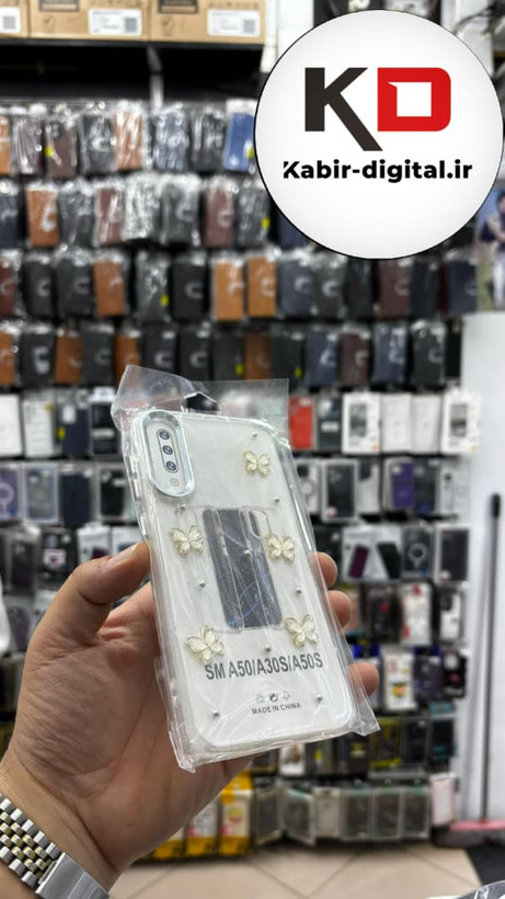 قاب گوشی Galaxy A50/A50s/A30s سامسونگ لاکچری شفاف رزینی طرح شاین لنز کرومی طرح پروانه
