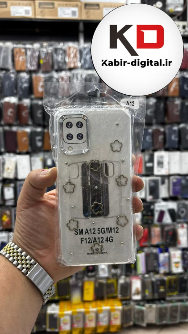 قاب گوشی Galaxy A12/M12/F12 سامسونگ لاکچری شفاف رزینی طرح شاین لنز کرومی طرح ستاره