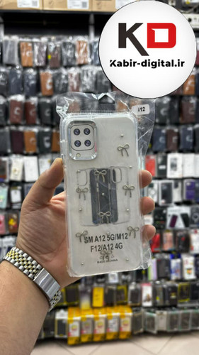قاب گوشی Galaxy A12/M12/F12 سامسونگ لاکچری شفاف رزینی طرح شاین لنز کرومی طرح پاپیون