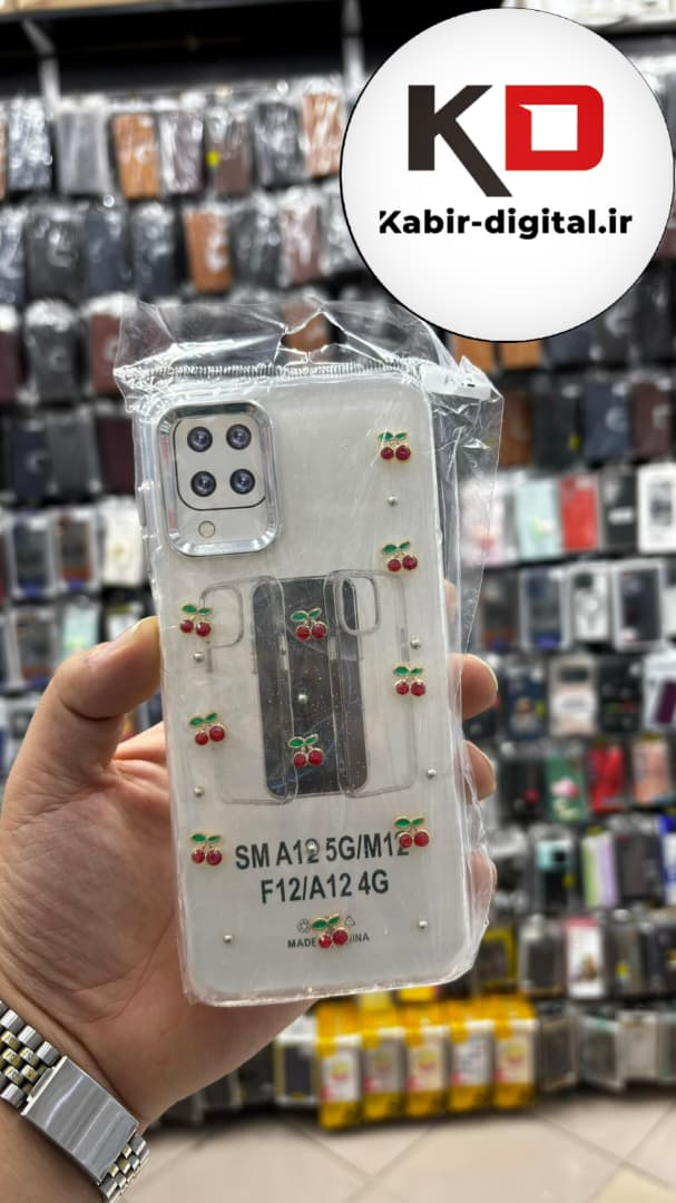 قاب گوشی Galaxy A12/M12/F12 سامسونگ لاکچری شفاف رزینی طرح شاین لنز کرومی طرح گیلاس