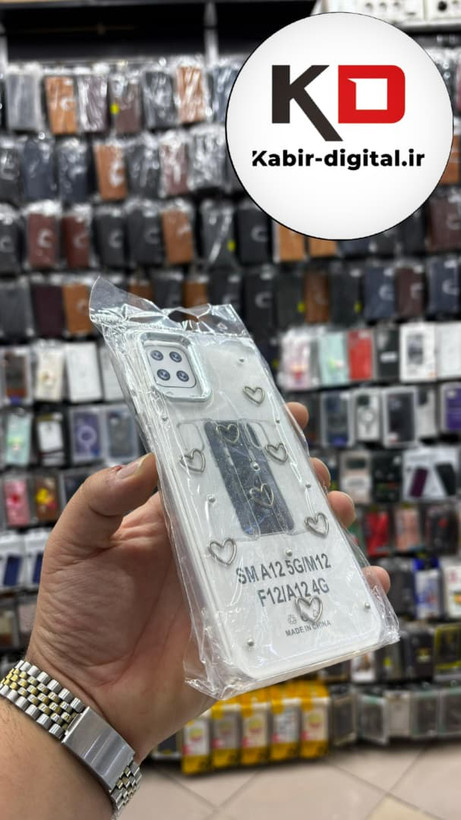 قاب گوشی Galaxy A12/M12/F12 سامسونگ لاکچری شفاف رزینی طرح شاین لنز کرومی طرح قلب