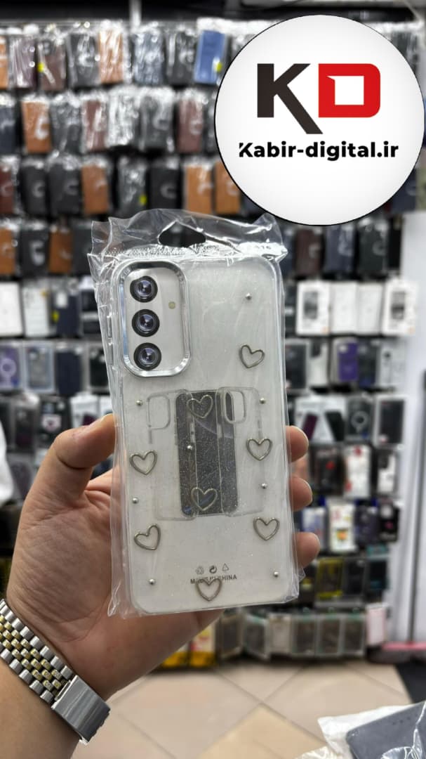 قاب گوشی Galaxy A15/A25/A24 سامسونگ لاکچری شفاف رزینی طرح شاین لنز کرومی طرح قلبی
