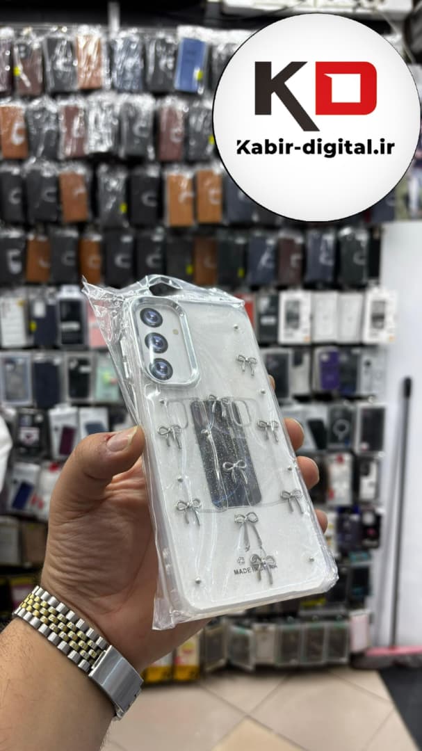 قاب گوشی Galaxy A55 / A35 سامسونگ لاکچری شفاف رزینی طرح شاین لنز کرومی طرح پاپیون