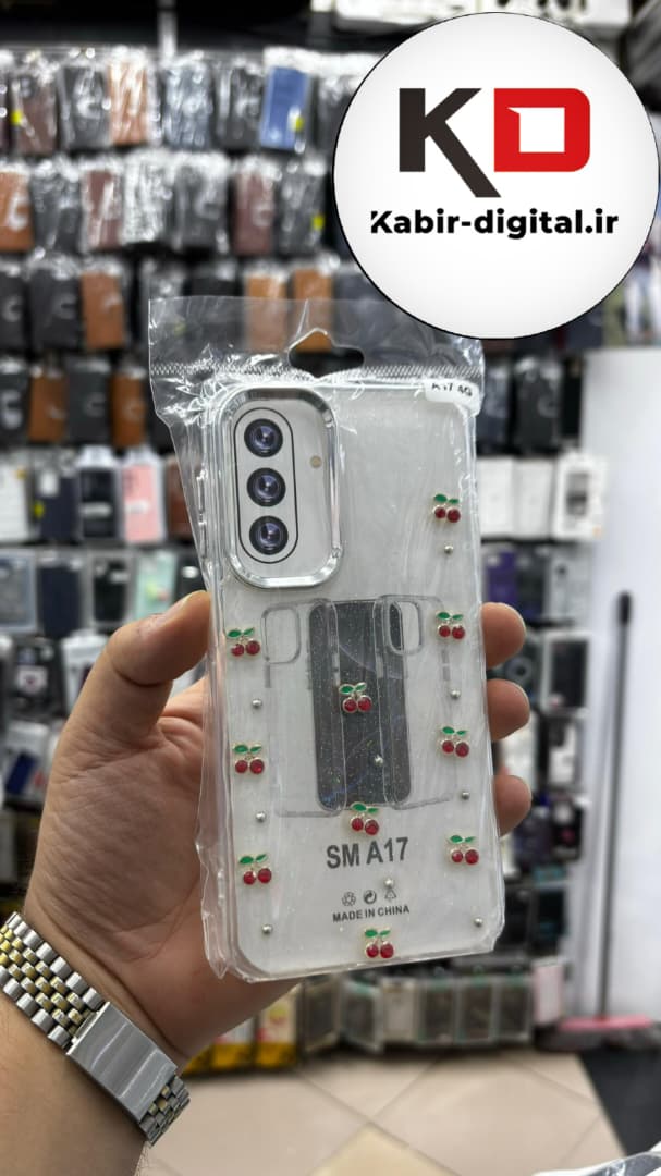 قاب گوشی Galaxy A17 سامسونگ لاکچری شفاف رزینی طرح شاین لنز کرومی طرح گیلاس