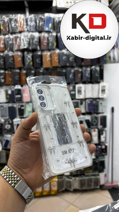 قاب گوشی Galaxy A17 سامسونگ لاکچری شفاف رزینی طرح شاین لنز کرومی طرح پاپیون