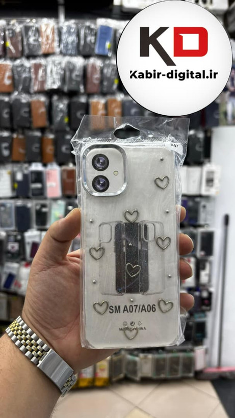قاب گوشی Galaxy A07 / A06 سامسونگ لاکچری شفاف رزینی طرح شاین لنز کرومی طرح قلب