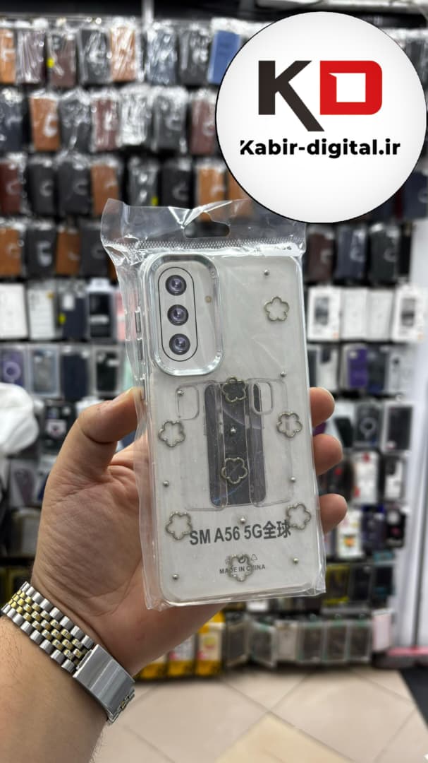 قاب گوشی Galaxy A56 / A36 سامسونگ لاکچری شفاف رزینی طرح شاین لنز کرومی طرح ستاره