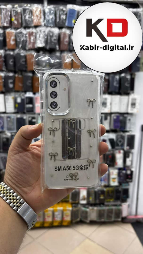 قاب گوشی Galaxy A56 / A36 سامسونگ لاکچری شفاف رزینی طرح شاین لنز کرومی طرح پاپیون