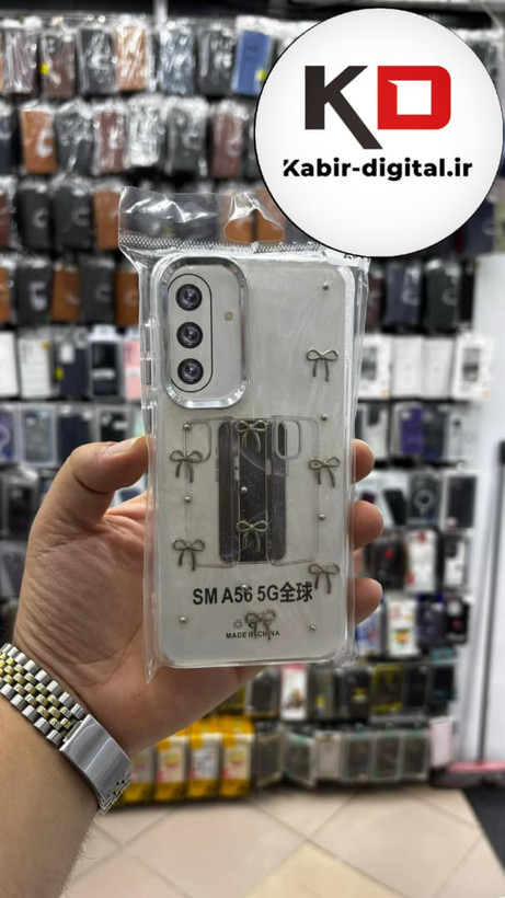 قاب گوشی Galaxy A56 / A36 سامسونگ لاکچری شفاف رزینی طرح شاین لنز کرومی طرح پاپیون
