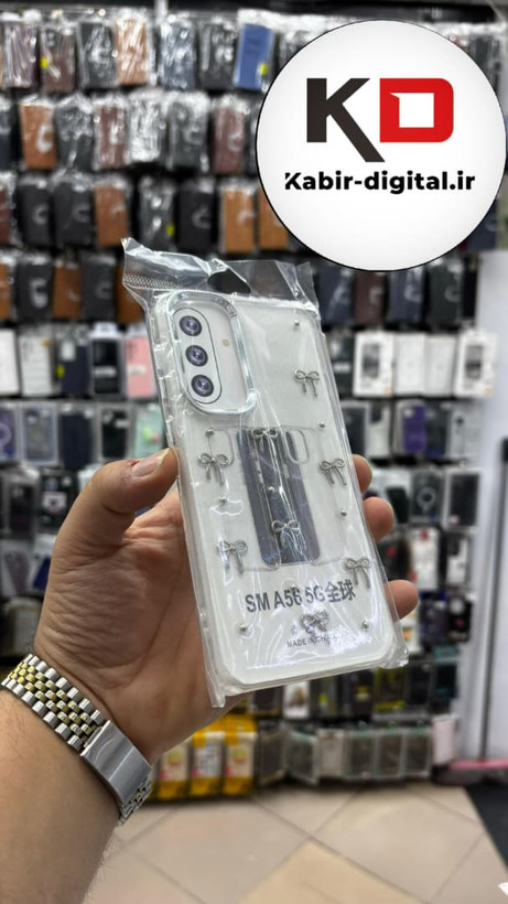 قاب گوشی Galaxy A56 / A36 سامسونگ لاکچری شفاف رزینی طرح شاین لنز کرومی طرح پاپیون