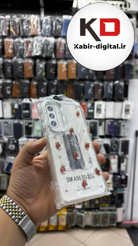 قاب گوشی Galaxy A56 / A36 سامسونگ لاکچری شفاف رزینی طرح شاین لنز کرومی طرح توت فرنگی