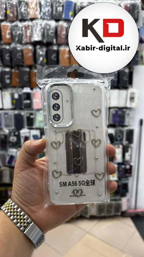 قاب گوشی Galaxy A56 / A36 سامسونگ لاکچری شفاف رزینی طرح شاین لنز کرومی طرح قلبی