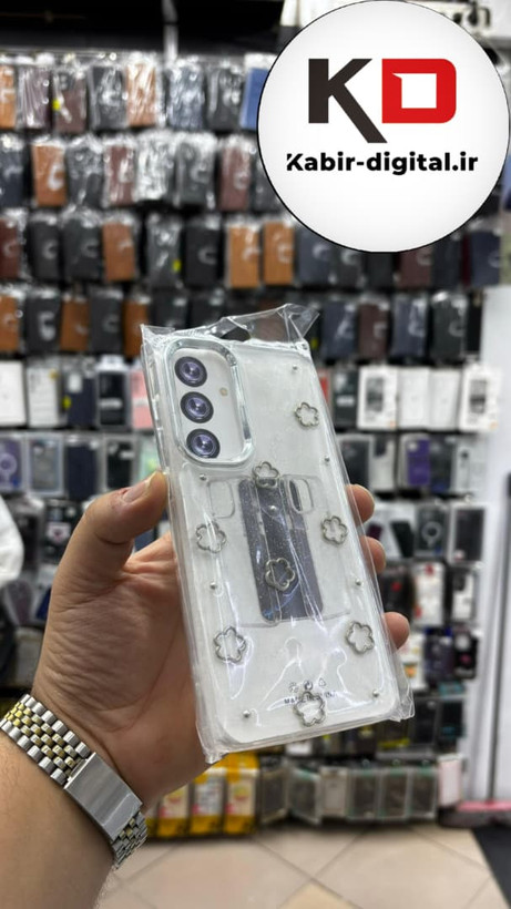 قاب گوشی Galaxy S25 FE سامسونگ لاکچری شفاف رزینی طرح شاین لنز کرومی طرح ستاره