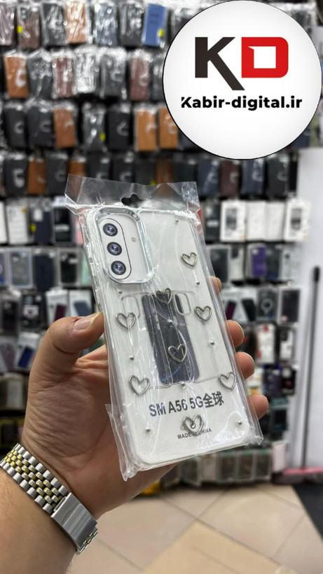 قاب گوشی Galaxy S25 FE سامسونگ لاکچری شفاف رزینی طرح شاین لنز کرومی طرح قلبی