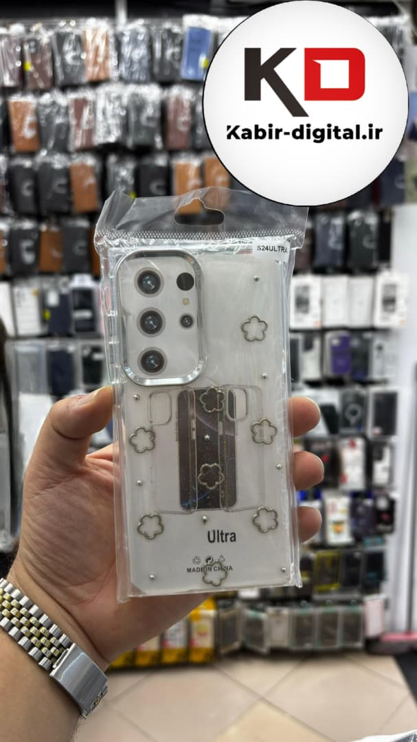 قاب گوشی Galaxy S25 Utra سامسونگ لاکچری شفاف رزینی طرح شاین لنز کرومی طرح ستاره