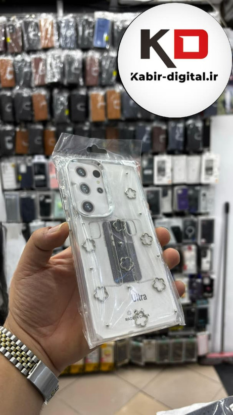 قاب گوشی Galaxy S25 Utra سامسونگ لاکچری شفاف رزینی طرح شاین لنز کرومی طرح ستاره