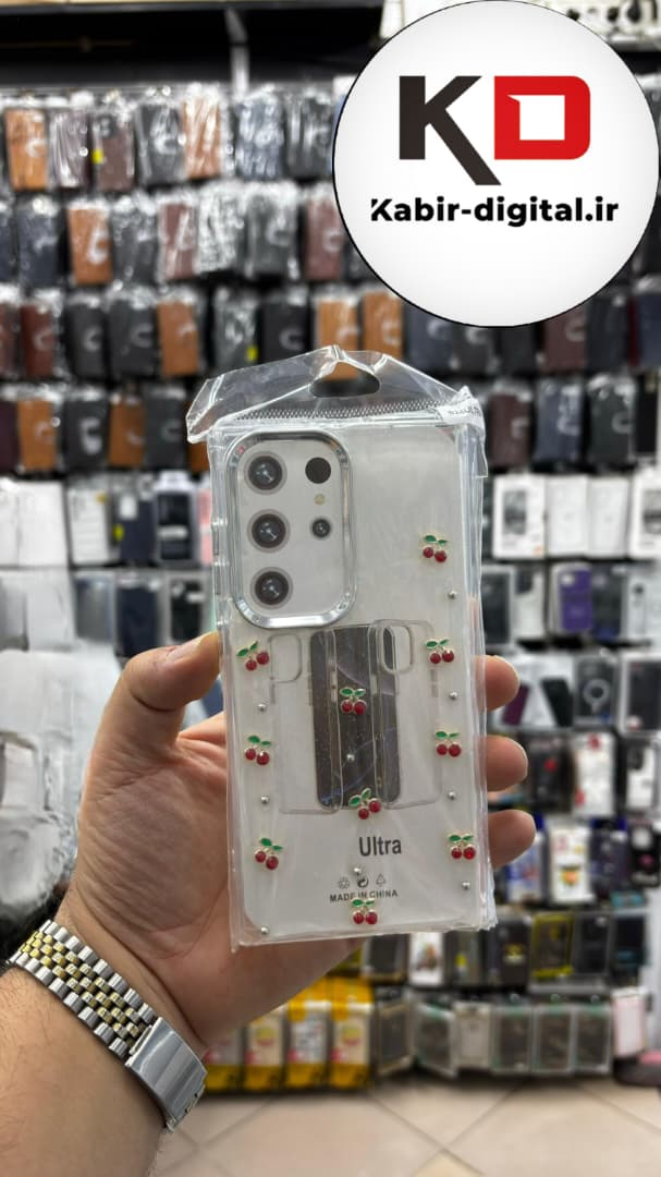 قاب گوشی Galaxy S25 Utra سامسونگ لاکچری شفاف رزینی طرح شاین لنز کرومی طرح گیلاس
