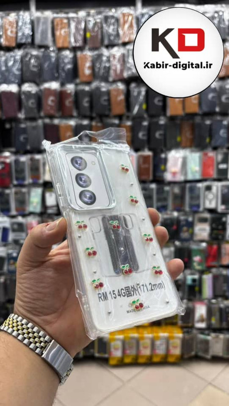 قاب گوشی Redmi 15 شیائومی لاکچری شفاف رزینی طرح شاین لنز کرومی طرح گیلاس