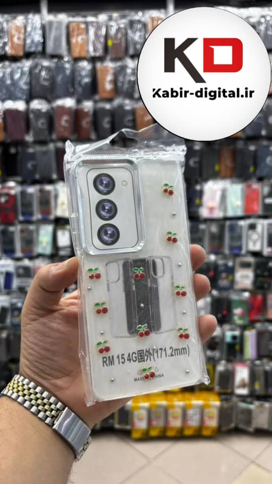 قاب گوشی Redmi 15 شیائومی لاکچری شفاف رزینی طرح شاین لنز کرومی طرح گیلاس