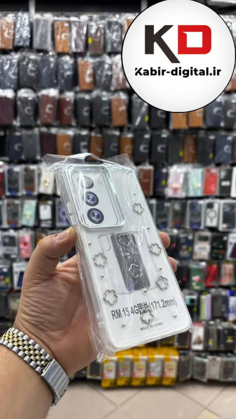 قاب گوشی Redmi 15 شیائومی لاکچری شفاف رزینی طرح شاین لنز کرومی طرح ستاره