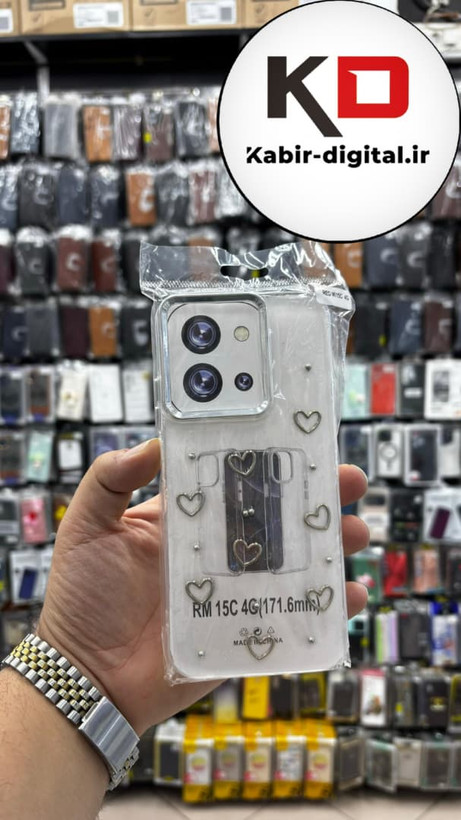 قاب گوشی Redmi 15c / POCO C85 شیائومی لاکچری شفاف رزینی طرح شاین لنز کرومی طرح قلبی