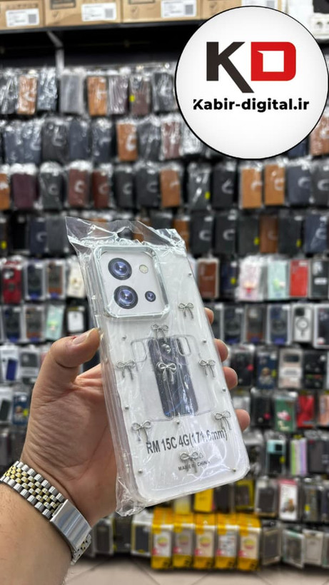 قاب گوشی Redmi 15c / POCO C85 شیائومی لاکچری شفاف رزینی طرح شاین لنز کرومی طرح پاپیون