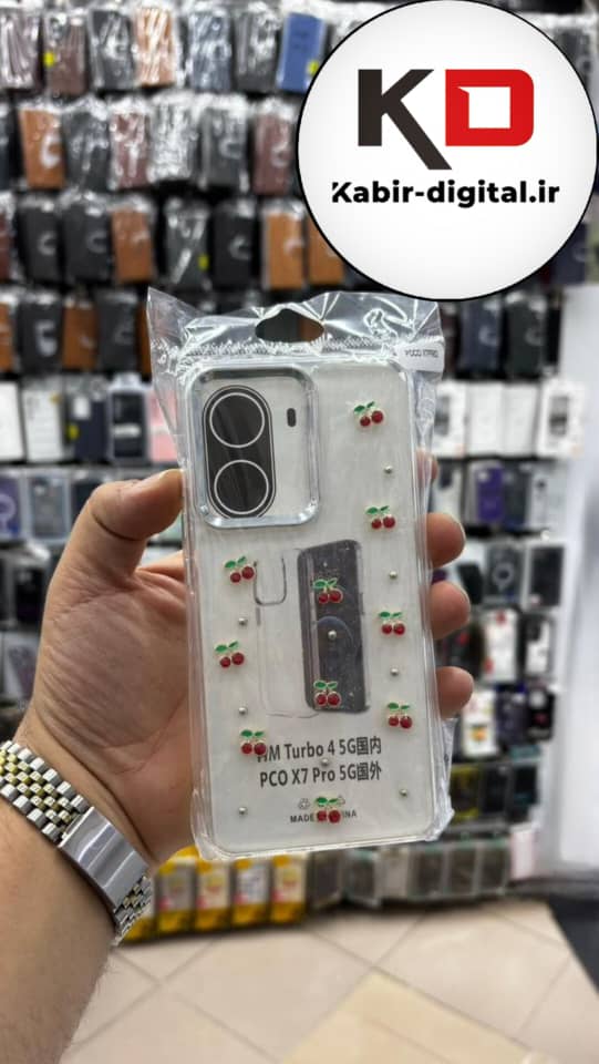 قاب گوشی  Redmi turbo 4 5g / POCO X7 PRO شیائومی لاکچری شفاف رزینی طرح شاین لنز کرومی طرح گیلاس