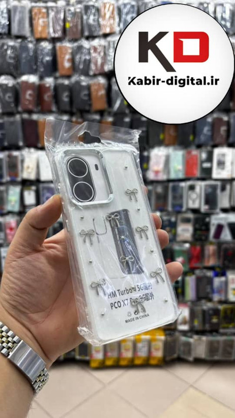 قاب گوشی Redmi turbo 4 5g / POCO X7 PRO شیائومی لاکچری شفاف رزینی طرح شاین لنز کرومی طرح پاپیون