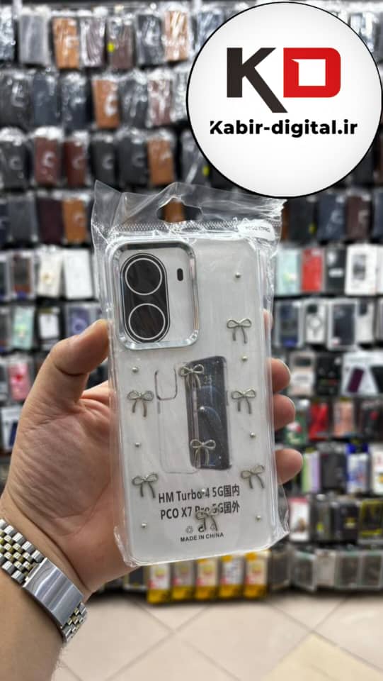 قاب گوشی  Redmi turbo 4 5g / POCO X7 PRO شیائومی لاکچری شفاف رزینی طرح شاین لنز کرومی طرح پاپیون