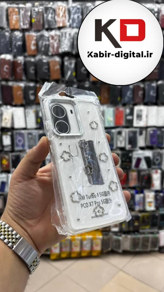 قاب گوشی  Redmi turbo 4 5g / POCO X7 PRO شیائومی لاکچری شفاف رزینی طرح شاین لنز کرومی طرح ستاره