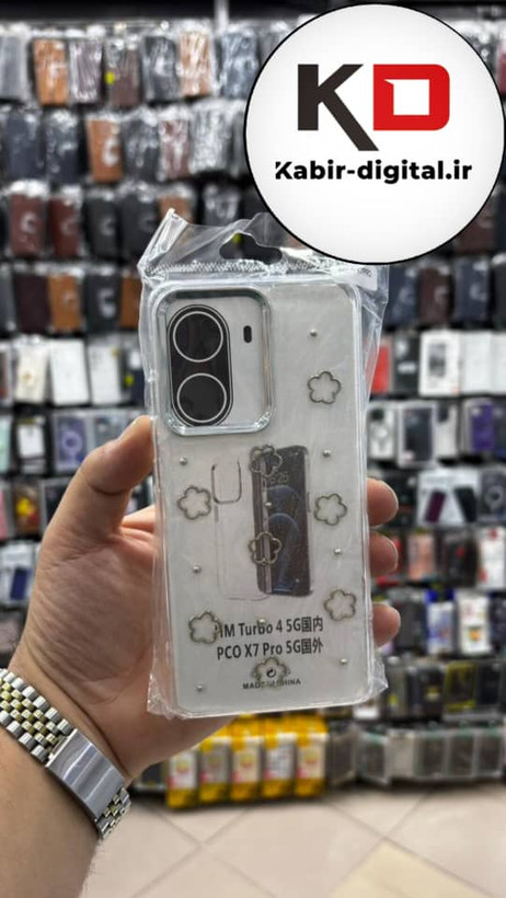 قاب گوشی Redmi turbo 4 5g / POCO X7 PRO شیائومی لاکچری شفاف رزینی طرح شاین لنز کرومی طرح ستاره