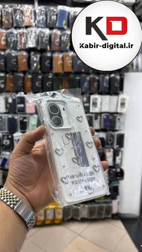 قاب گوشی Redmi turbo 4 5g / POCO X7 PRO شیائومی لاکچری شفاف رزینی طرح شاین لنز کرومی طرح قلبی