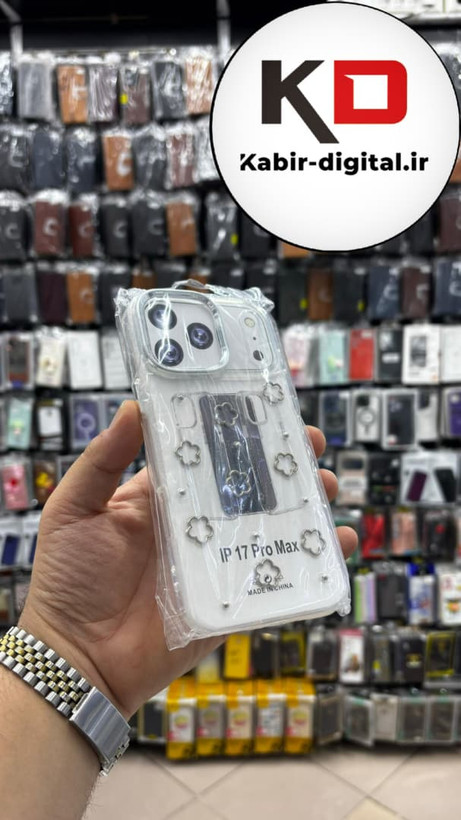 قاب گوشی iPhone 17 Pro Max آیفون لاکچری شفاف رزینی طرح شاین لنز کرومی طرح ستاره