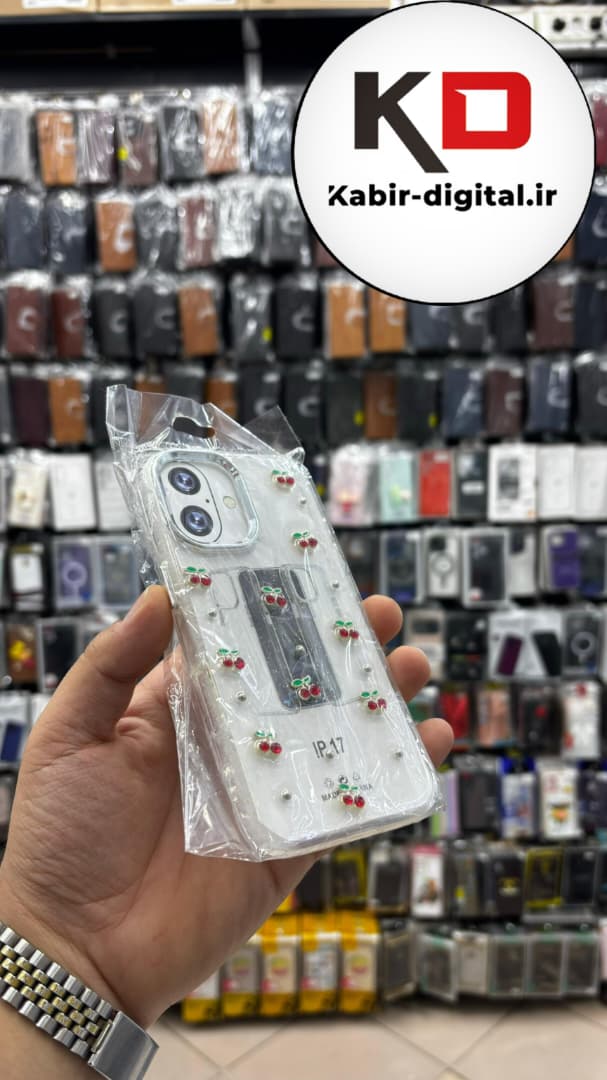 قاب گوشی iPhone 17 آیفون لاکچری شفاف رزینی طرح شاین لنز کرومی طرح گیلاس