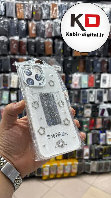 قاب گوشی iPhone 16 Pro Maxآیفون لاکچری شفاف رزینی طرح شاین لنز کرومی طرح ستاره