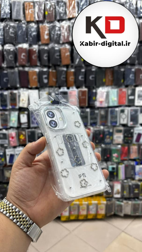 قاب گوشی iPhone 16 آیفون لاکچری شفاف رزینی طرح شاین لنز کرومی طرح ستاره