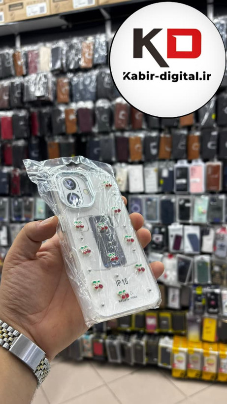 قاب گوشی iPhone 16 آیفون لاکچری شفاف رزینی طرح شاین لنز کرومی طرح گیلاس