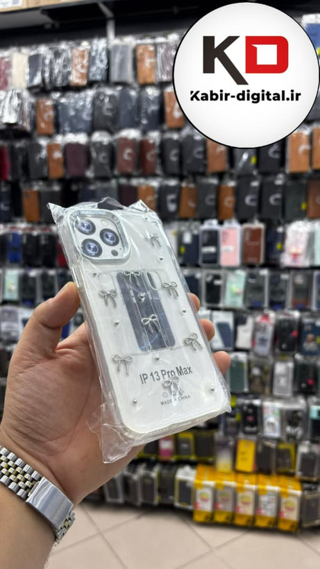 قاب گوشی iPhone 13 Pro Max آیفون لاکچری شفاف رزینی طرح شاین لنز کرومی طرح پاپیون