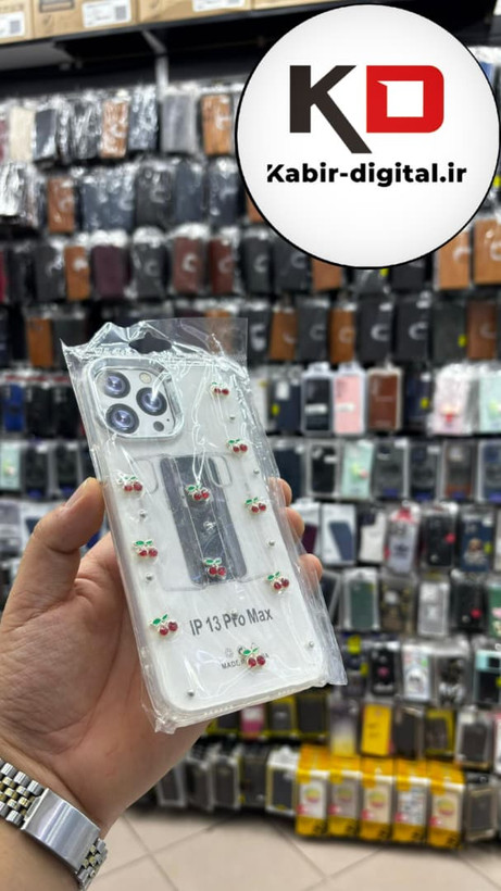 قاب گوشی iPhone 13 Pro Max آیفون لاکچری شفاف رزینی طرح شاین لنز کرومی طرح گیلاس