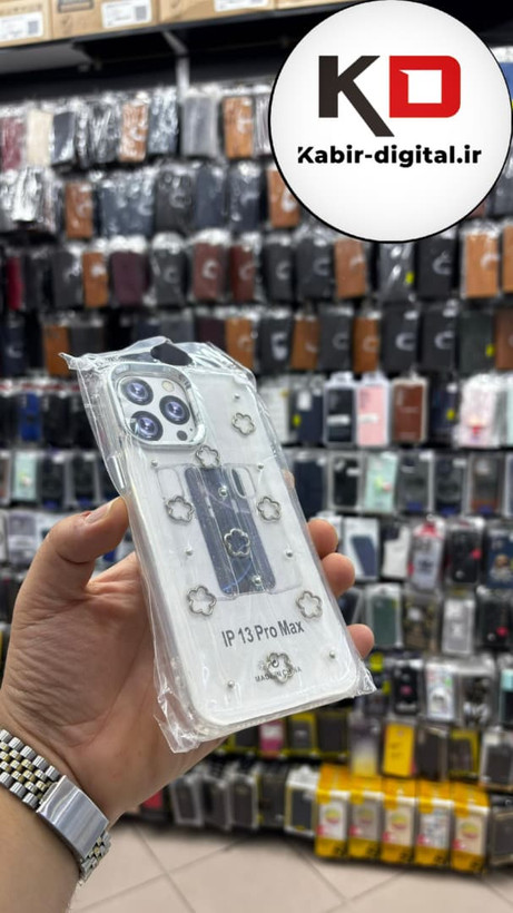 قاب گوشی iPhone 13 Pro Max آیفون لاکچری شفاف رزینی طرح شاین لنز کرومی طرح ستاره