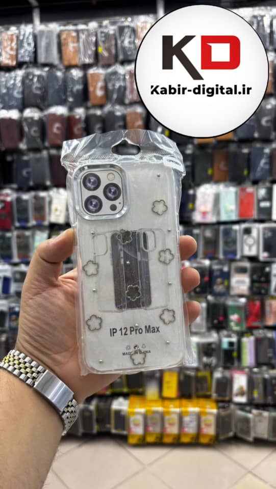 قاب گوشی iPhone 12 Pro Max آیفون لاکچری شفاف رزینی طرح شاین لنز کرومی طرح ستاره