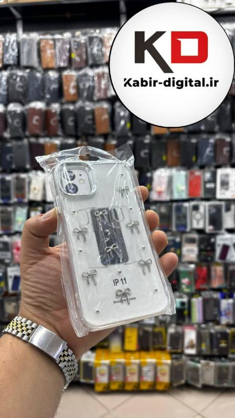 قاب گوشی iPhone 11 آیفون لاکچری شفاف رزینی طرح شاین لنز کرومی طرح پاپیون